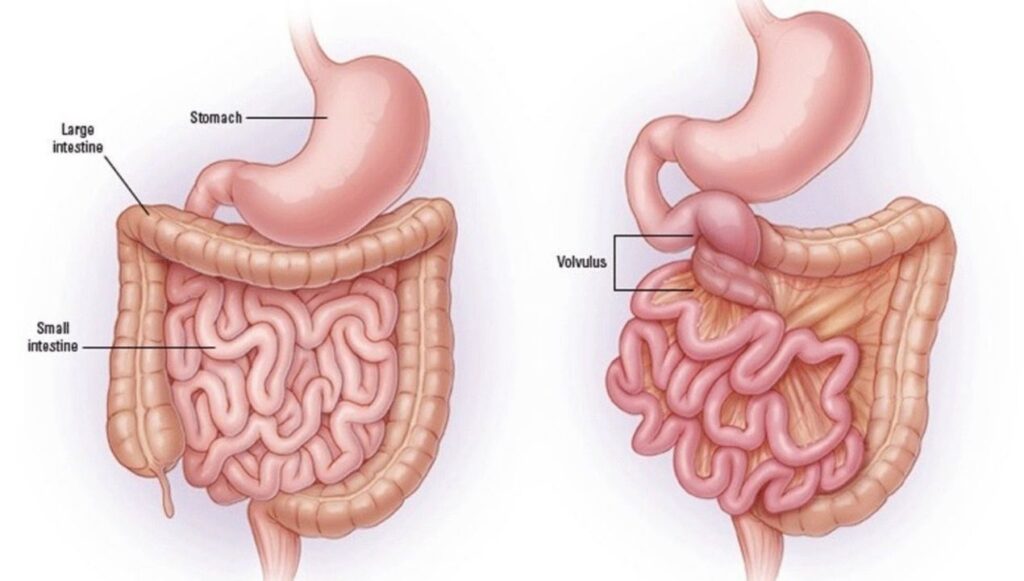عملية التواء الأمعاء عند الأطفال