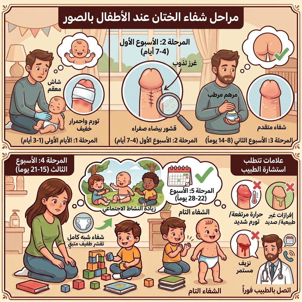 مراحل شفاء الختان بالصور عند الأطفال