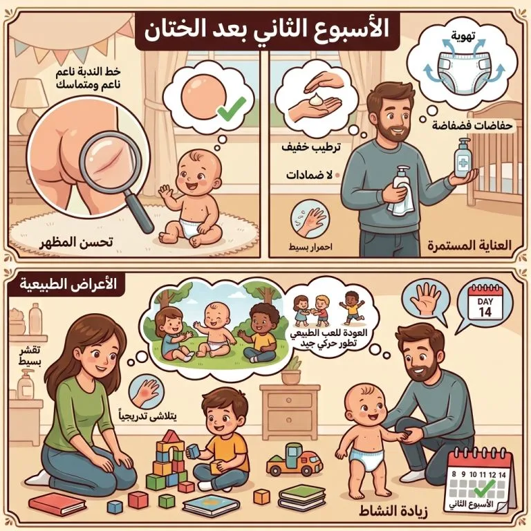 مرحلة متقدمة من التئام جرح الختان خلال الأسبوع الثاني